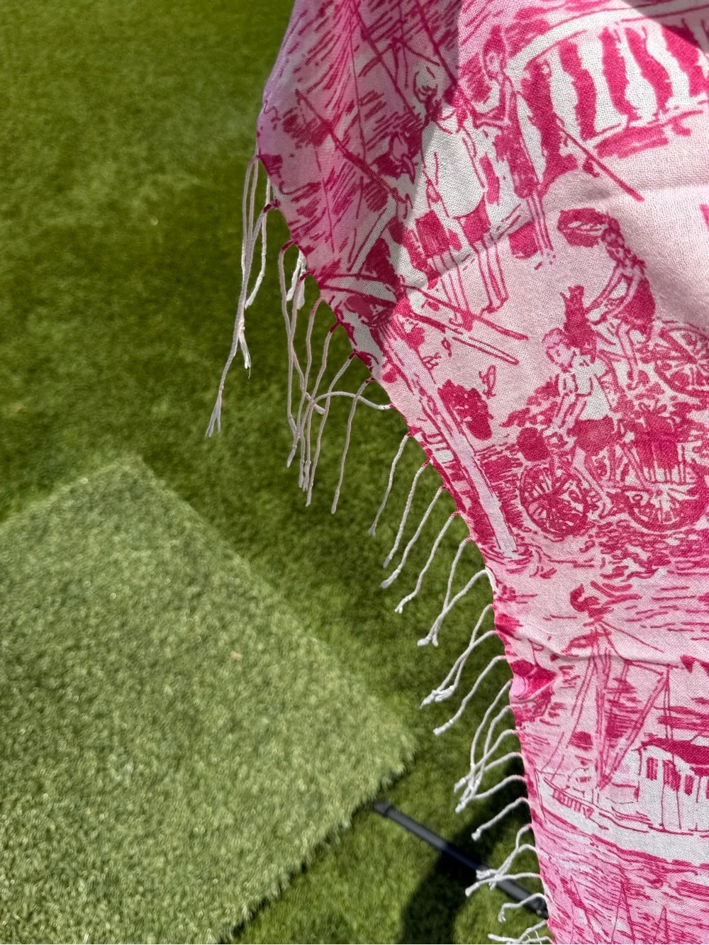 Lilly Pulitzer Pink Beach Toile Print Scarf Wrap Shawl Fringe